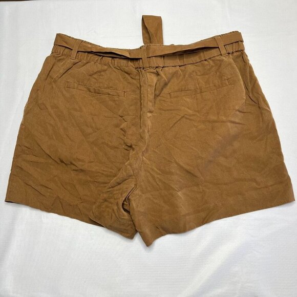 Ann Taylor 100% Lyocell Elastic Waist Belted Shorts Brown Size 8 - Picture 5 of 8
